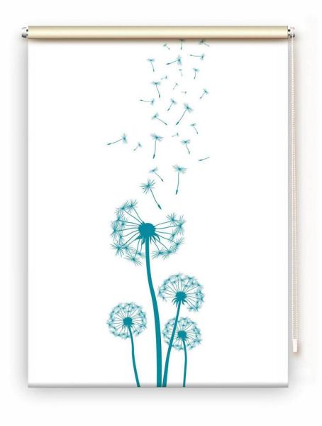 Rollo Dandelions türkis , Rollo, Motivrollo, Rollo mit Druck, Fotorollo, bedrucktes Rollo, Fensterrollo,verdunkelndes Rollo, Sonnenschutz Rollo
